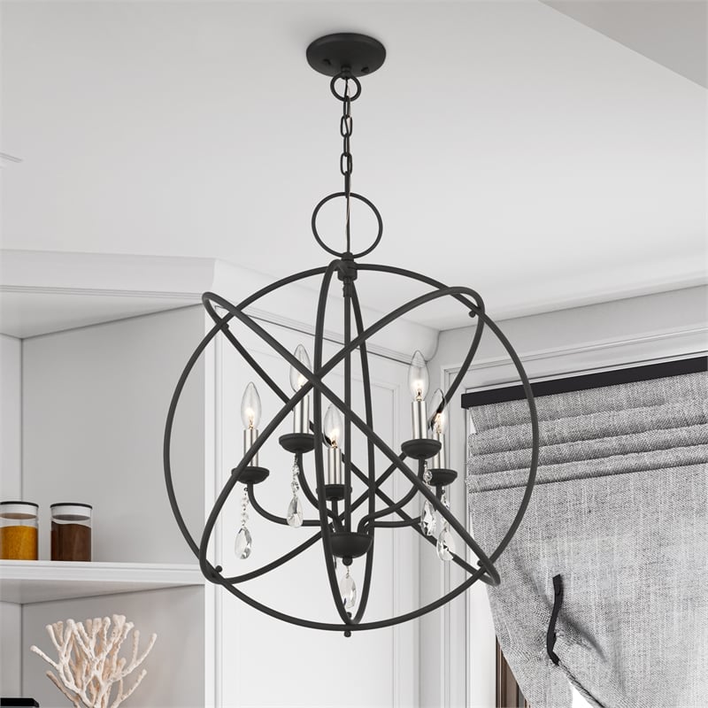 Beaumont Lane Transitional 5-Light Metal Chandelier in Black