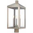 Beaumont Lane Contemporary 3 Light Outdoor Post Lantern in Nickel