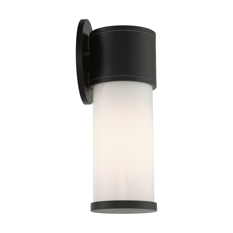 Beaumont Lane Contemporary 1-Light Metal Outdoor Wall Lantern in Textured Black