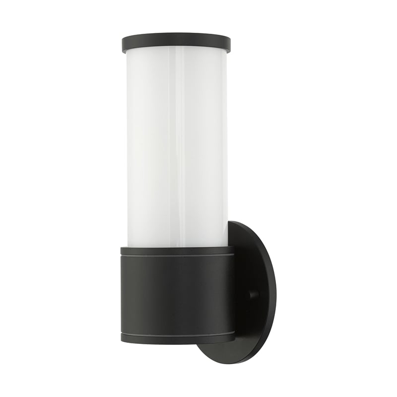 Beaumont Lane Contemporary 1-Light Metal Outdoor Wall Lantern in Textured Black