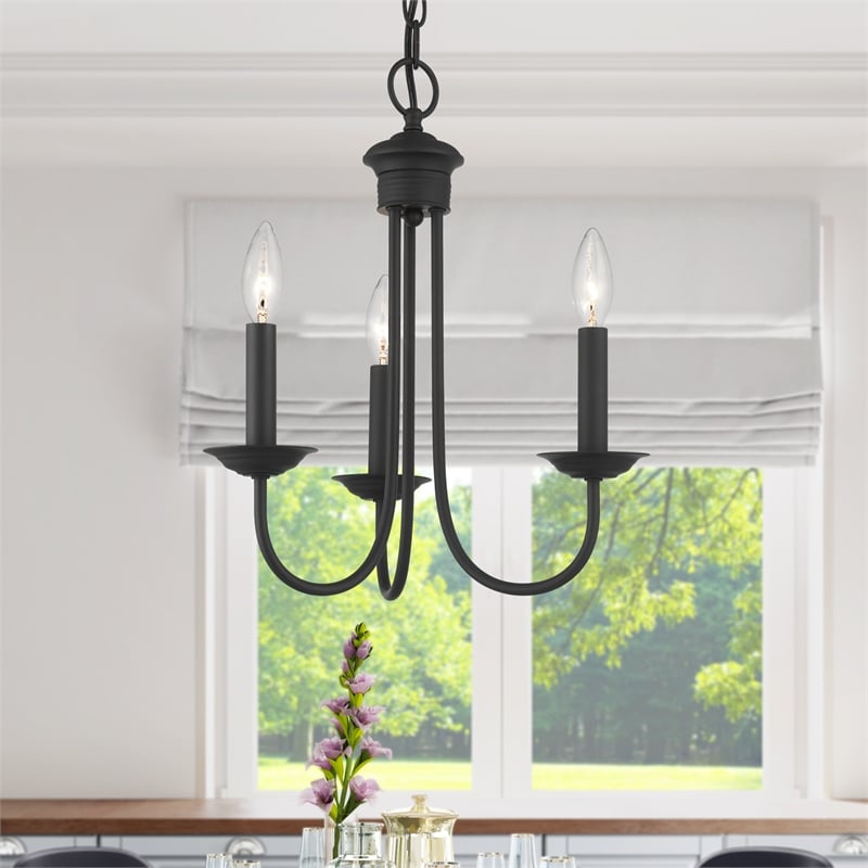 Beaumont Lane Contemporary 3-Light Metal Chandelier in Black