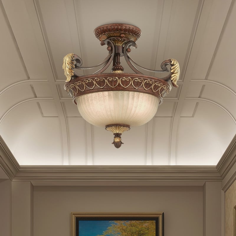 Beaumont Lane Contemporary 2 Light Bronze Chain Hang/Ceiling Mount Multi-Color