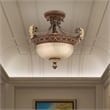 Beaumont Lane Contemporary 2 Light Bronze Chain Hang/Ceiling Mount Multi-Color