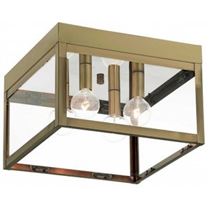 Beaumont Lane Contemporary 4 Light Outdoor Ceiling Mount in Antique Brass