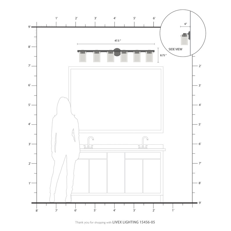 Beaumont Lane Contemporary 6 Light Polished Chrome Bath Light