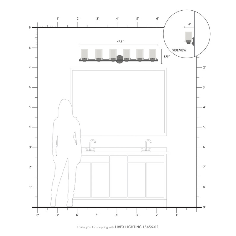Beaumont Lane Contemporary 6 Light Polished Chrome Bath Light