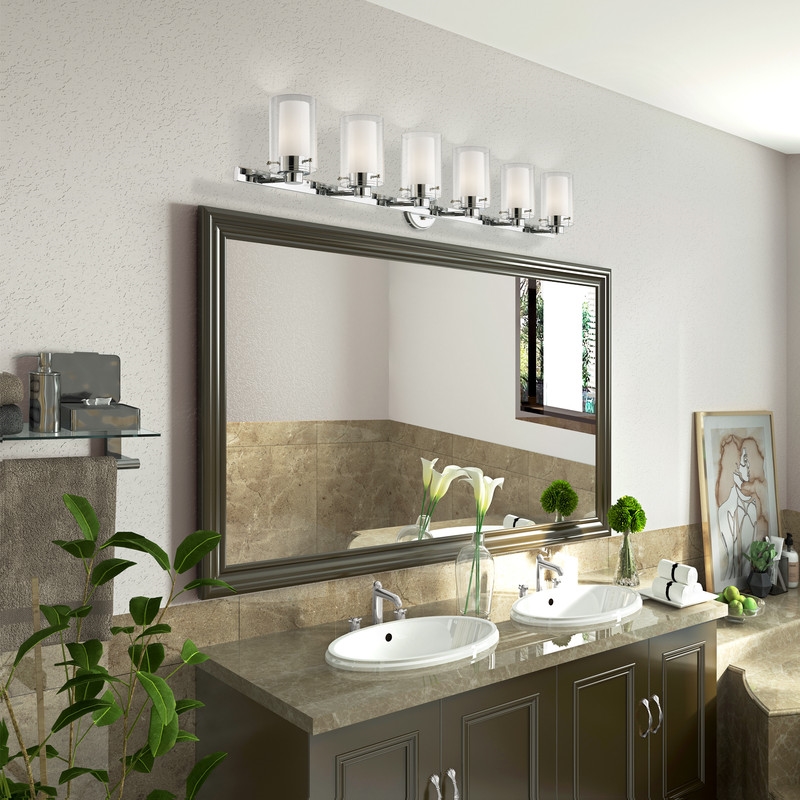 Beaumont Lane Contemporary 6 Light Polished Chrome Bath Light