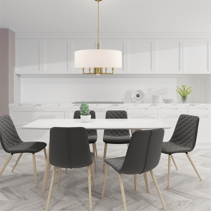 Beaumont Lane 6-Light Metal & Fabric Pendant Chandelier in Antique Brass