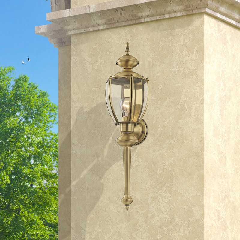 Beaumont Lane Contemporary 1 Light Antique Brass Outdoor Wall Lantern