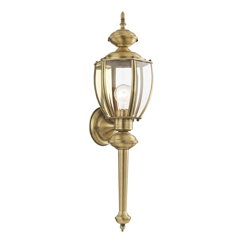 Beaumont Lane Contemporary 1 Light Antique Brass Outdoor Wall Lantern