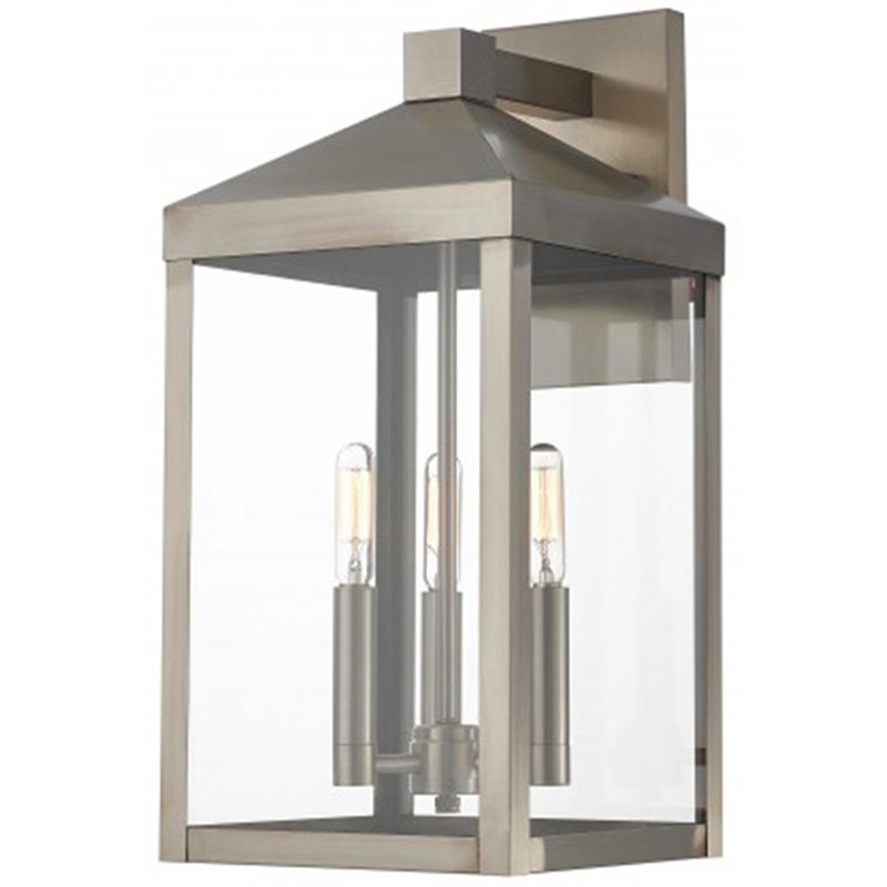Beaumont Lane Contemporary 3 Light Outdoor Wall Lantern in Nickel