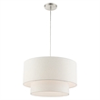 Beaumont Lane Modern 3-Light Metal & Fabric Pendant in Brushed Nickel