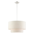 Beaumont Lane Modern 3-Light Metal & Fabric Pendant in Brushed Nickel