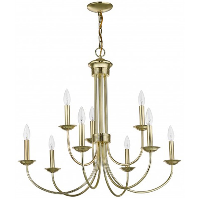 Beaumont Lane Contemporary 9 Light Chandelier in Polished Brass