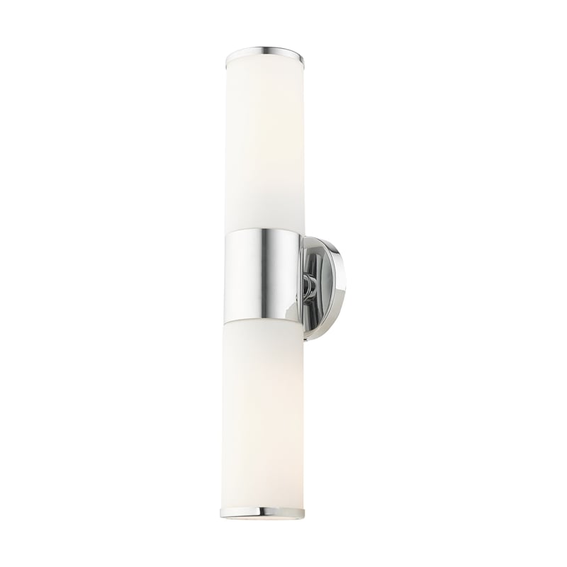 Beaumont Lane 2-Light Metal/Glass Vanity ADA Sconce in Polished Chrome