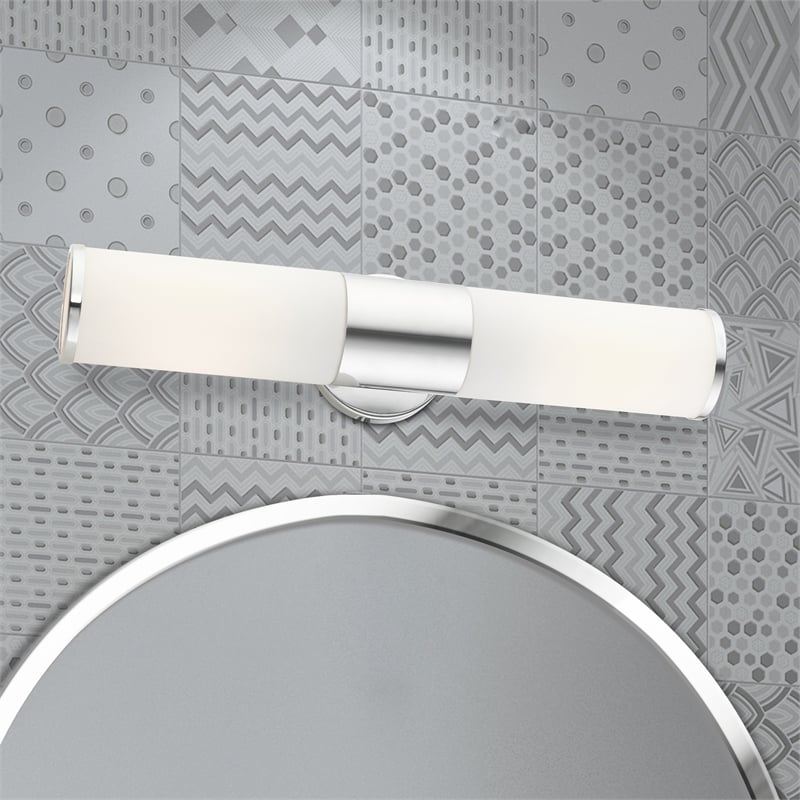 Beaumont Lane 2-Light Metal/Glass Vanity ADA Sconce in Polished Chrome