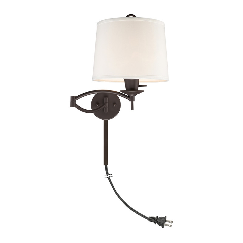 Beaumont Lane Contemporary Steel Swing Arm Wall Lamp in Bronze