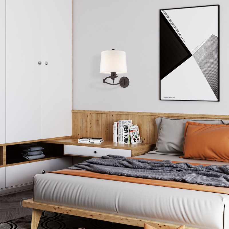 Beaumont Lane Contemporary Steel Swing Arm Wall Lamp in Bronze