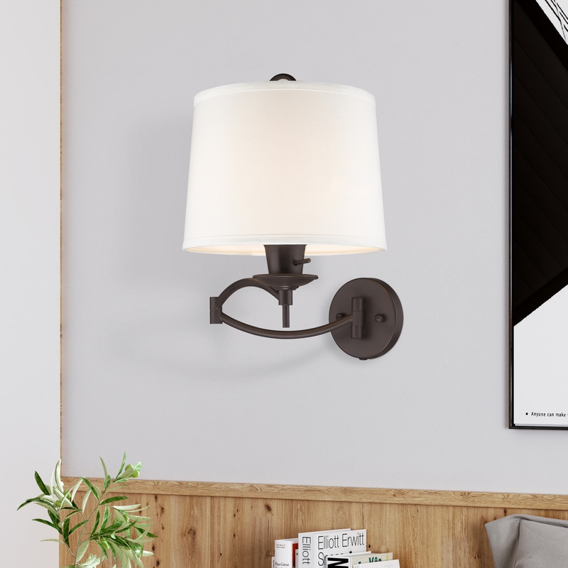 Beaumont Lane Contemporary Steel Swing Arm Wall Lamp in Bronze