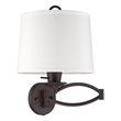 Beaumont Lane Contemporary Steel Swing Arm Wall Lamp in Bronze