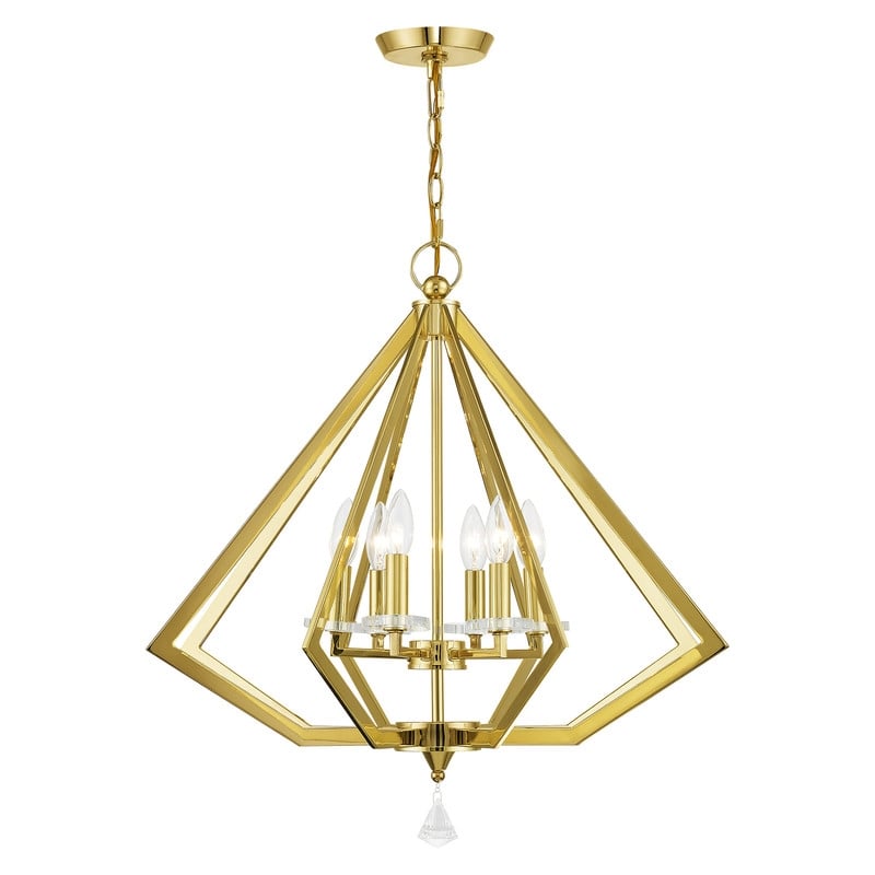 Beaumont Lane Contemporary 6 Light Chandelier in Polished Brass