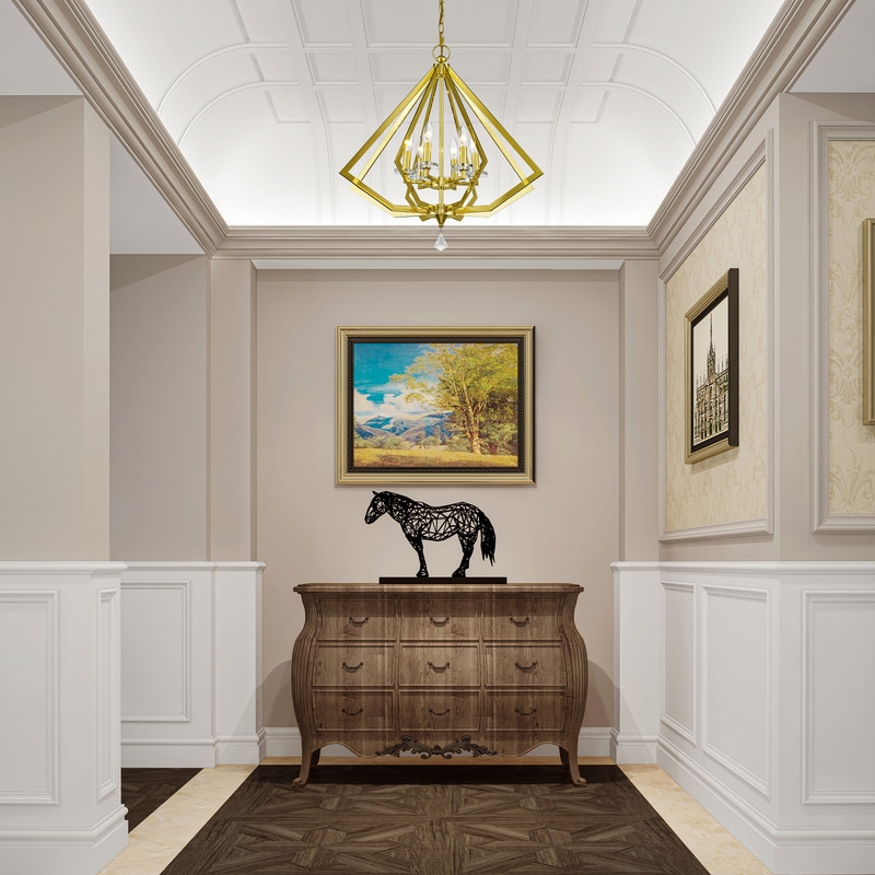 Beaumont Lane Contemporary 6 Light Chandelier in Polished Brass