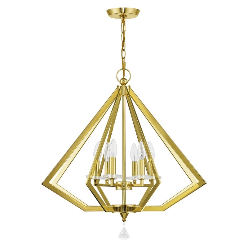 Beaumont Lane Contemporary 6 Light Chandelier in Polished Brass
