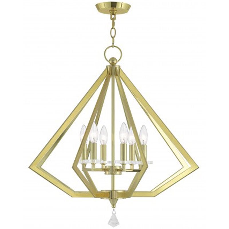 Beaumont Lane Contemporary 6 Light Chandelier in Polished Brass