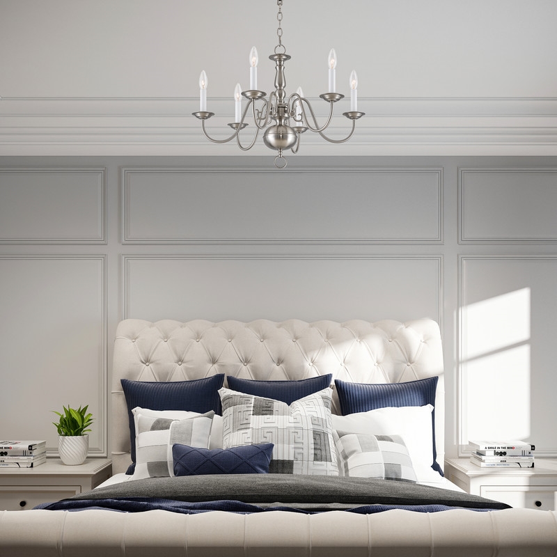 Beaumont Lane Contemporary 6 Light Brushed Nickel Chandelier