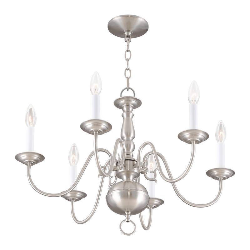 Beaumont Lane Contemporary 6 Light Brushed Nickel Chandelier
