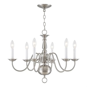 Beaumont Lane Contemporary 6 Light Brushed Nickel Chandelier