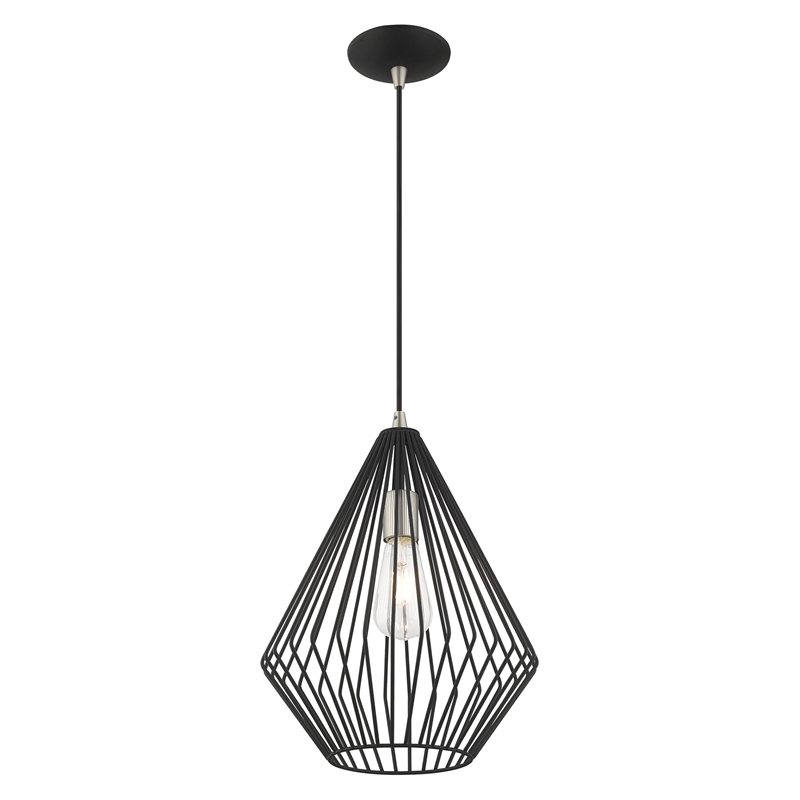 Beaumont Lane 1-Light Farmhouse Metal Single Pendant in Black