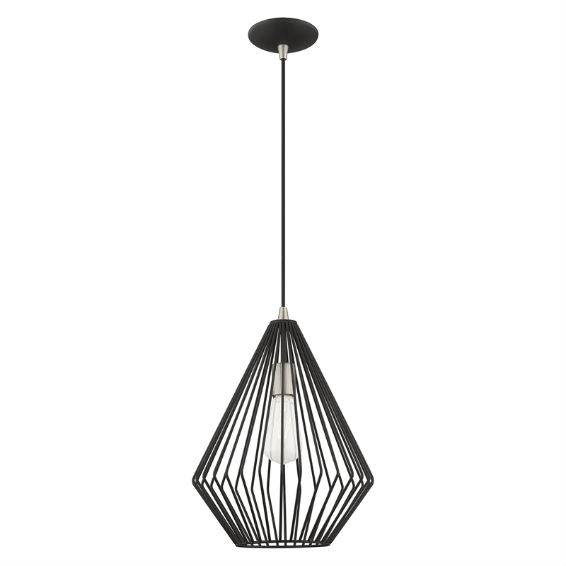 Beaumont Lane 1-Light Farmhouse Metal Single Pendant in Black
