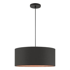 Beaumont Lane Modern 18&quot 3-Light Metal & Fabric Pendant in Black