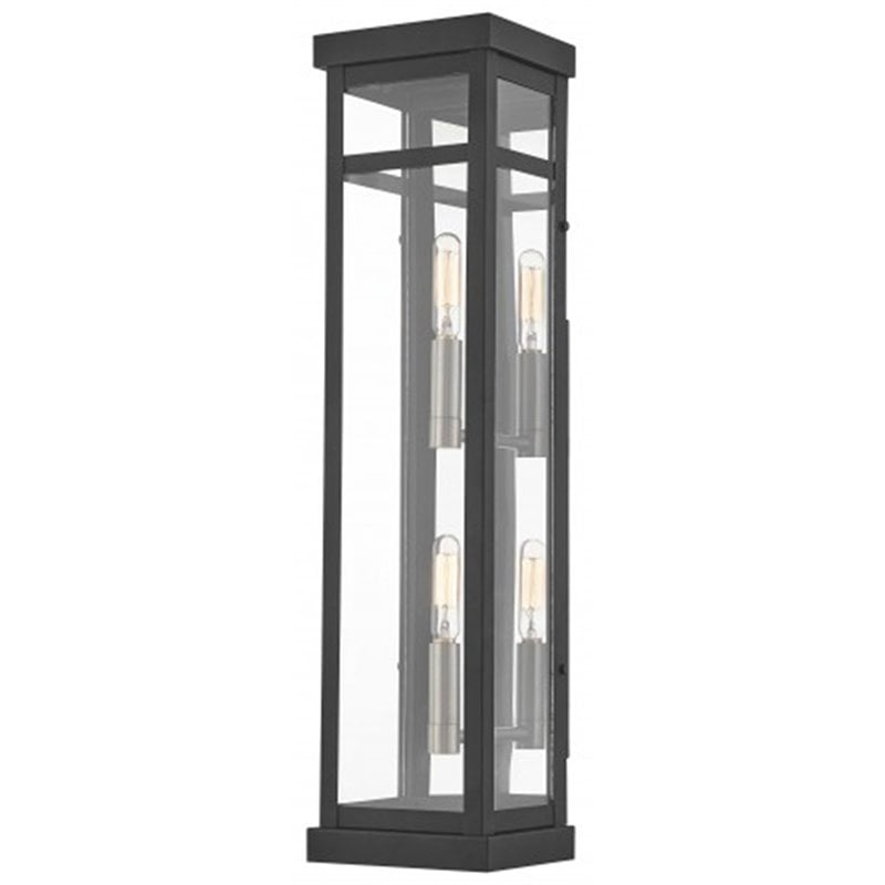 Beaumont Lane Contemporary 2 Light Outdoor Wall Lantern in Black
