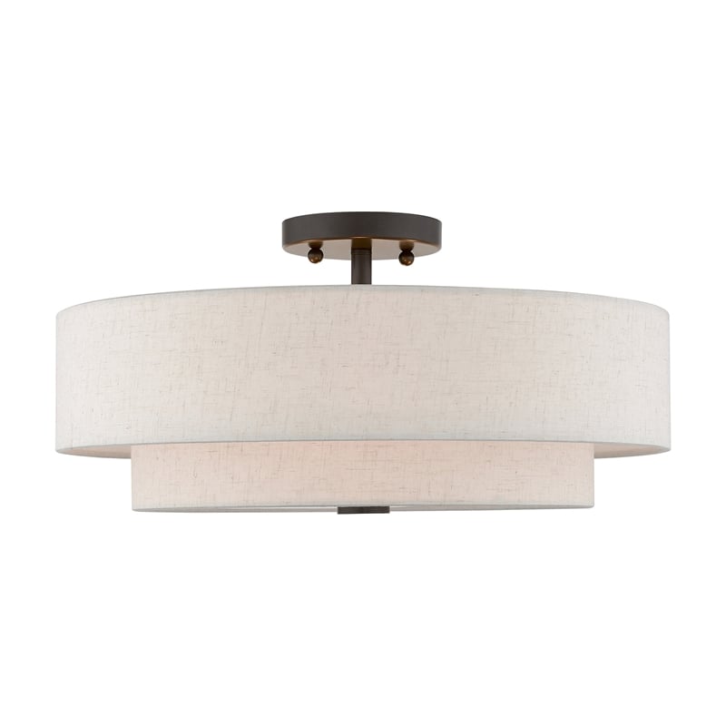 Beaumont Lane Mid-Century 4-Light Metal/Fabric Ceiling Mount in English Bronze