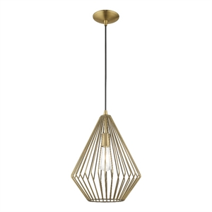 Beaumont Lane 1-Light Farmhouse Metal Single Pendant in Antique Brass