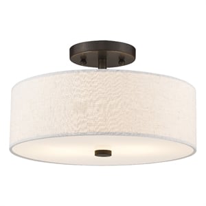 Beaumont Lane 7.75&quot 2-Light Metal/Fabric Ceiling Mount in English Bronze