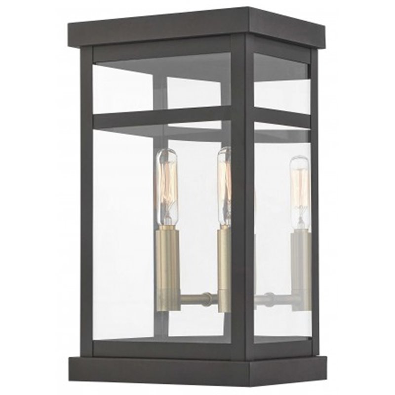 Beaumont Lane Contemporary 2 Light Outdoor Wall Lantern in Bronze