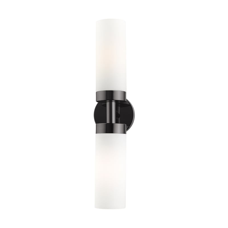 Beaumont Lane Contemporary 2-Light Glass/Metal ADA Vanity Sconce in Black Chrome