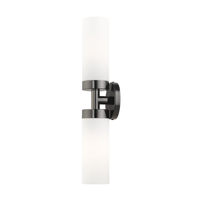 Beaumont Lane Contemporary 2-Light Glass/Metal ADA Vanity Sconce in Black Chrome