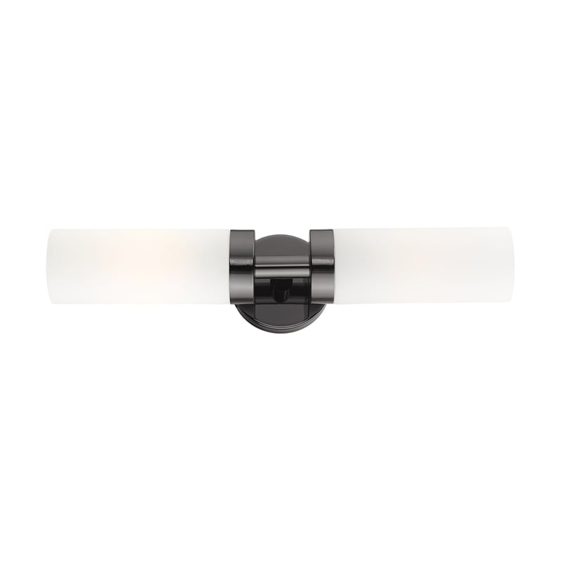 Beaumont Lane Contemporary 2-Light Glass/Metal ADA Vanity Sconce in Black Chrome