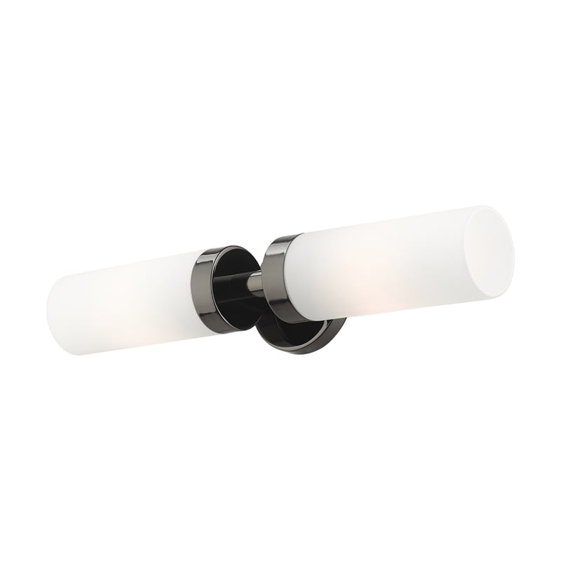 Beaumont Lane Contemporary 2-Light Glass/Metal ADA Vanity Sconce in Black Chrome