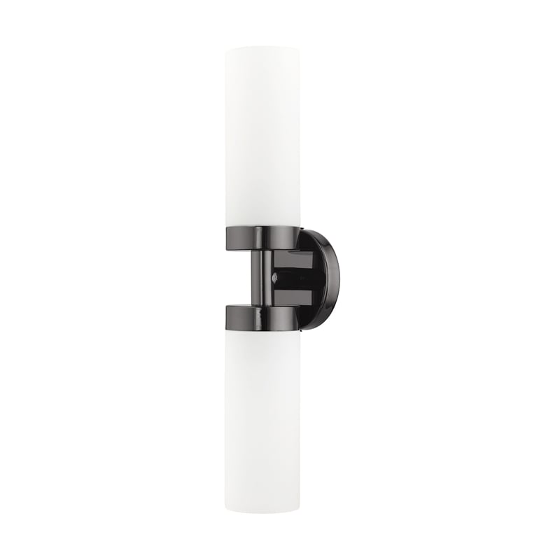 Beaumont Lane Contemporary 2-Light Glass/Metal ADA Vanity Sconce in Black Chrome