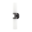 Beaumont Lane Contemporary 2-Light Glass/Metal ADA Vanity Sconce in Black Chrome