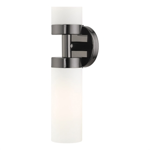 Beaumont Lane Contemporary 2-Light Glass/Metal ADA Vanity Sconce in Black Chrome