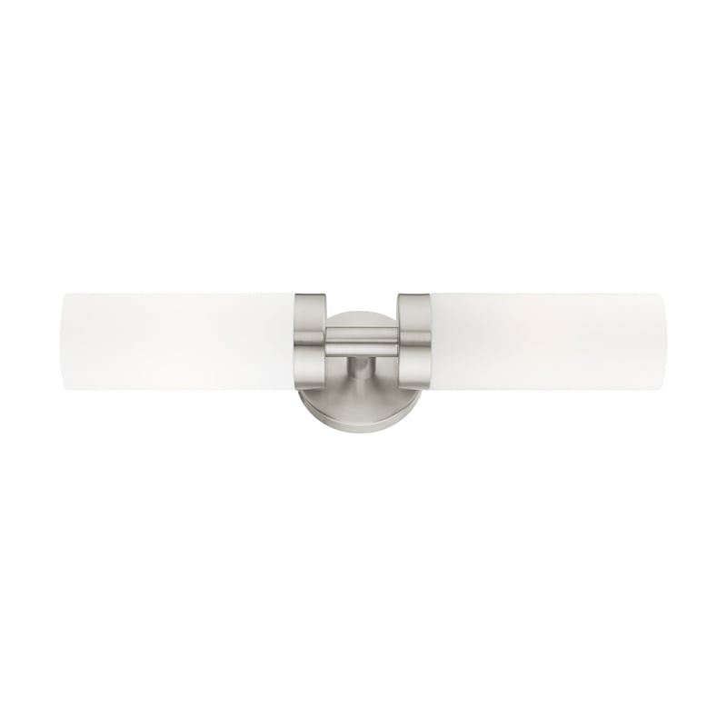 Beaumont Lane 2-Light Glass/Metal ADA Vanity Sconce in Brushed Nickel