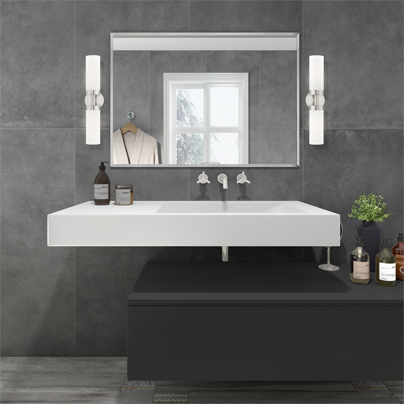 Beaumont Lane 2-Light Glass/Metal ADA Vanity Sconce in Brushed Nickel