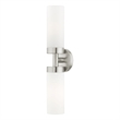 Beaumont Lane 2-Light Glass/Metal ADA Vanity Sconce in Brushed Nickel