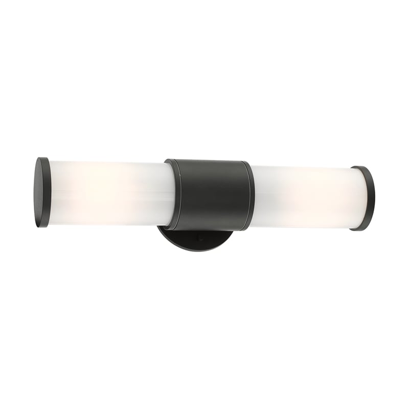 Beaumont Lane Contemporary 2-Light Metal Outdoor Wall Lantern in Textured Black